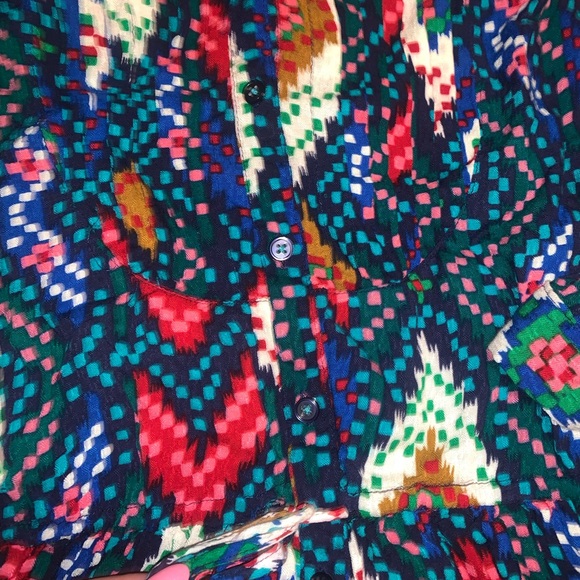 Maeve Anthropologie Topoxte Geometric ikat print button front blouse S - Picture 4 of 4